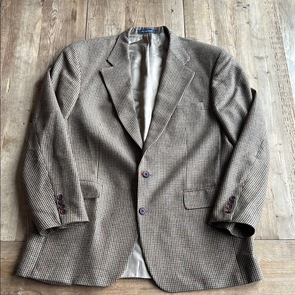 VINTAGE Polo Ralph Lauren Men's Classic Blazer in Brown Checkered Pattern- 44T